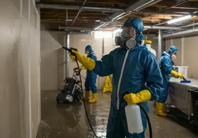 Basement Sanitization and Antimicrobial Treatment process in Huntington Woods, MI